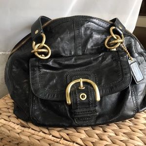 Coach black patent leather handbag